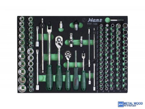 HANS 1/4 "+ 3/8" dugókulcs készlet 108r. TTF-108 fiókmodul