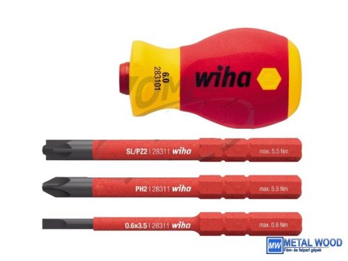 WIHA SoftFinish electric slimVario VDE Stubby bittartó készlet 4r. SL+PH+SL/PZ