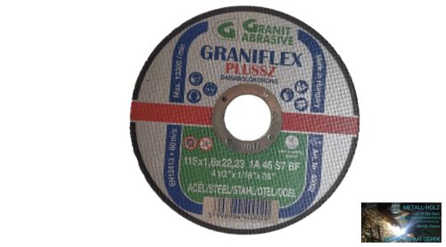 115x1,6 1A46S-BF Graniflex Grá Graniflex acél vágókorong Granit 12081650