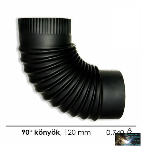 WKR-Füstcső könyök matt fekete 120/90fok, 0,6mm
