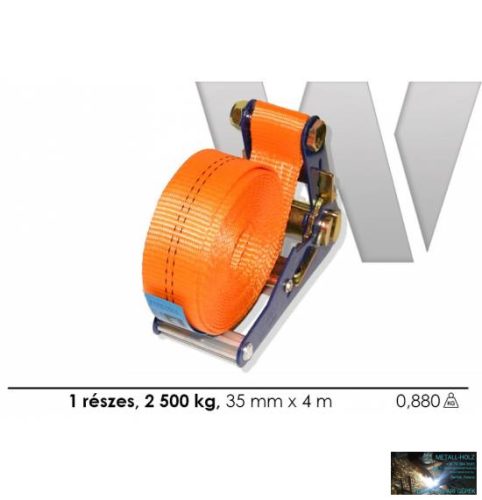 WKR-Rakományrögzítő szabványfeszítővel, egyrészes, 4mx35mm, 2500kg-ig, narancs