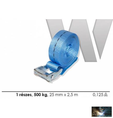 WKR-Rakományrögzítő csatos, fém feszítőzárral, egyrészes, 25mmx2,5m 500kg-ig, kék