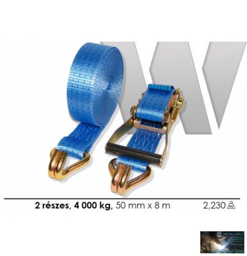WKR-Rakományrögzítő csúcsos horoggal, két részes, 8mx50mm 4000kg-ig, kék