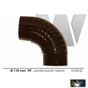 WKR-Füstcső könyök zománcozott, barna 118mm/90 fok