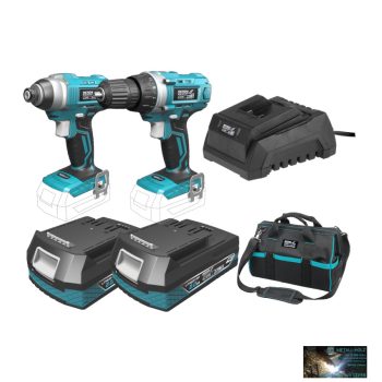   Dedra akkumulátoros fúrógép + csavarozó 18 V készlet (akku + töltő + táska)