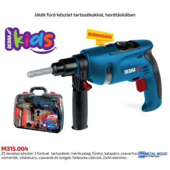 Játék fúró készlet tartozékokkal, hordtáskában