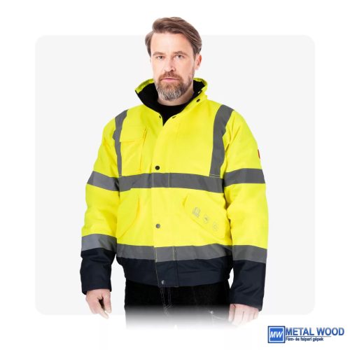 MW-BOMBER Láthatósági neon bélelt téli munkaruha kabát