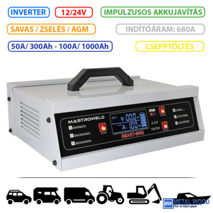 SMART- 680Q inverteres akkumulátortöltő és indító