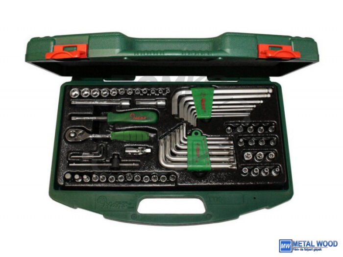 HANS 1/4" dugókulcs + hajlított csavarkulcs készlet 62r. TTK-22G kofferben - Image 1