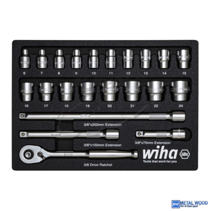 WIHA 3/8" dugókulcs készlet 22r. 6-24 mm fiókmodul 337-91/No.44708 - Image 1