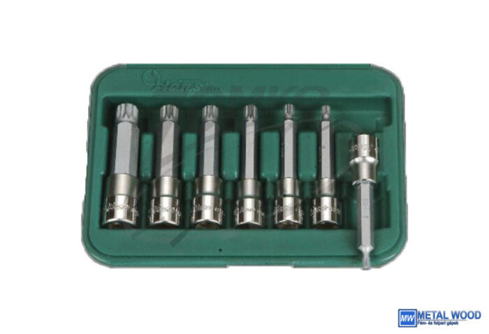 HANS 1/2" XZN-12Pt hosszú bit-dugókulcsfej készlet 7r. M5-M16 46028-47 - Image 1