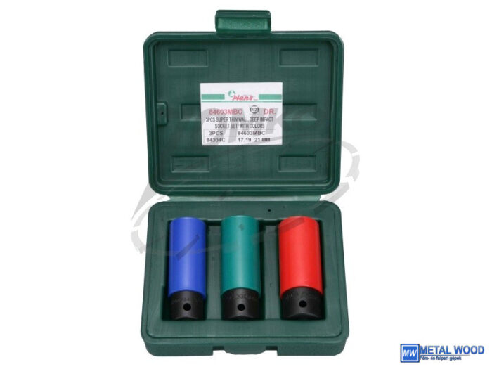 HANS 1/2" gépi hosszú kerék dugókulcsfej készlet 3r. 17; 19; 21mm CrMo 84603MBC - Image 1