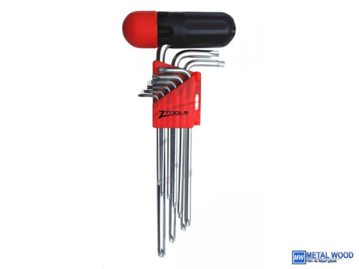Z-TOOLS furatos TORX kulcskészlet extra hosszú + markolat 9r. TH10-TH50 CrV - Image 1