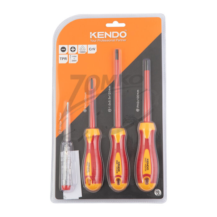KENDO VDE szigetelt csavarhúzó készlet 3+1r. SL+PH+fázisceruza - Image 1