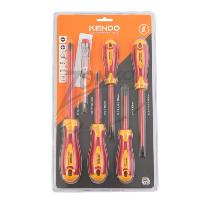 KENDO VDE szigetelt csavarhúzó készlet 5+1r. SL+PH+fázisceruza - Image 1