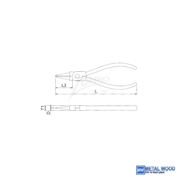 Z-T seeger gyűrű fogó, belső egyenes 180mm CrV - Image 2