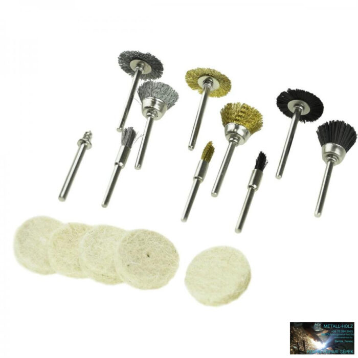 Drótkefék és polírozó filcek, 15 db-os készlet, Mini csiszolók és gravírozókhoz - Image 1