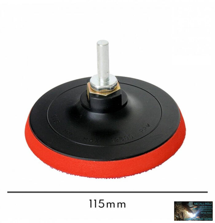 Csiszológumitányér 115mm, tépőzáras, flex+fúró adapter - Image 1