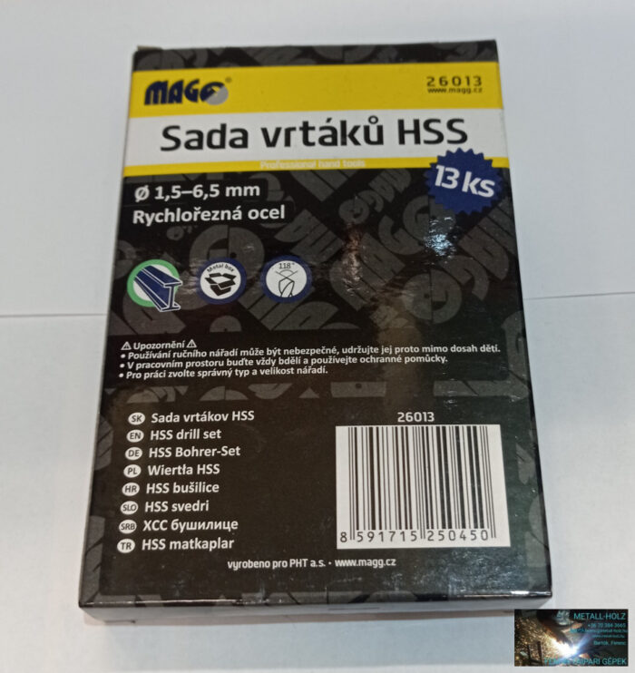 HSS fúrókészlet, 13darabos 1,5mm-6,5mm ig fém tároló dobozban - Image 3