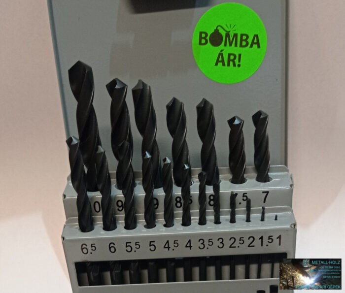 HSS fúrókészlet, 19darabos 1,0mm-10mm ig fém tároló dobozban - Image 1