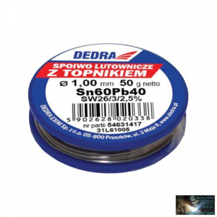 Forrasztódrót folyasztószerrel, 1,0mm, 50g, 60%SN, Pb40Sn60