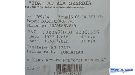 500x63x304 7A60M8V31 Iba 4510 Iba köszörűkorong Iba (Akciós) 32020757