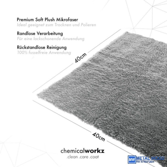 ChemicalWorkz Szegélymentes Puha Prémium Törlőkendő 500GSM 40×40 Szürke - Image 2