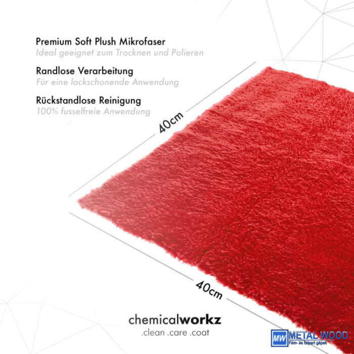 ChemicalWorkz Szegélymentes Prémium Törlőkendő 500GSM 40×40 Piros - Image 2