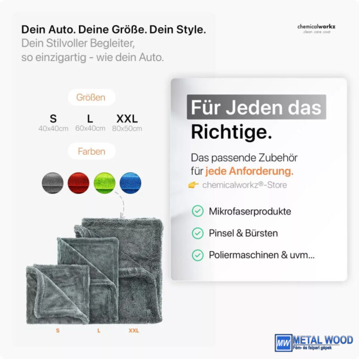 Chemicalworkz Szürke Szárítókendő 60x40cm 1400GSM  Shark Twisted Towel - Image 5