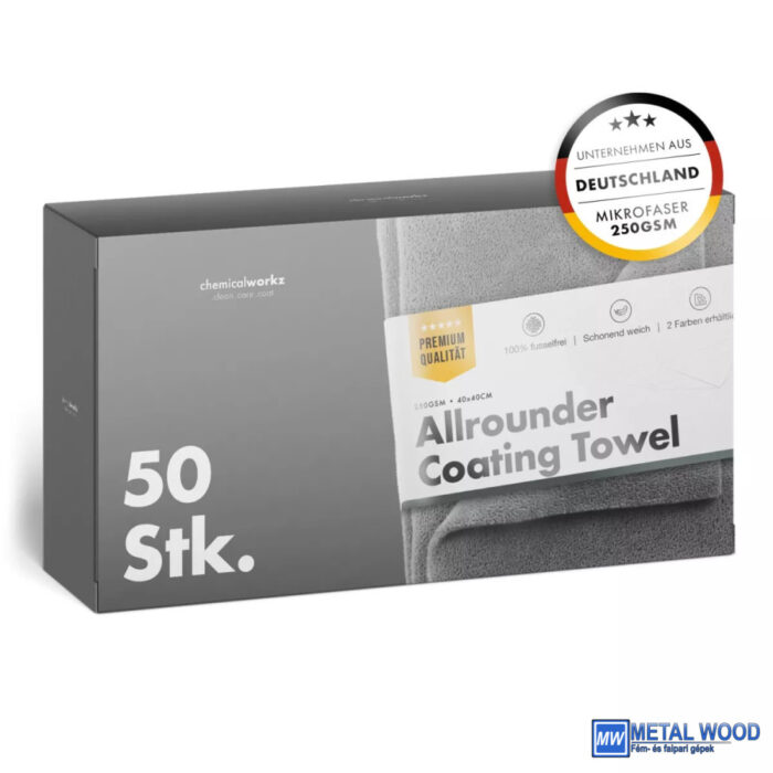 Chemicalworkz Mikroszálas Törlőkendő 250GSM Szürke 40×40cm 50db Allrounder Coating Towel - Image 1