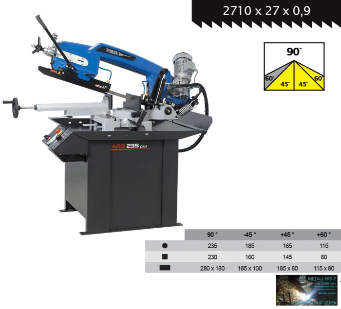 PILOUS ARG235PLUS gravitációs-hidraulikus szalagfűrészgép, vágási kapacítás 235mm - Image 1