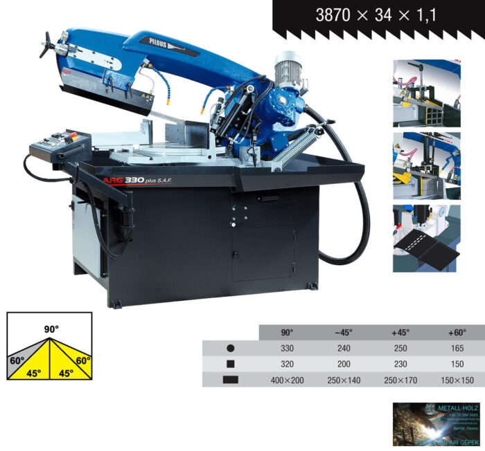PILOUS ARG330PLUS hidraulikus félautomata szalagfűrészgép - Image 1