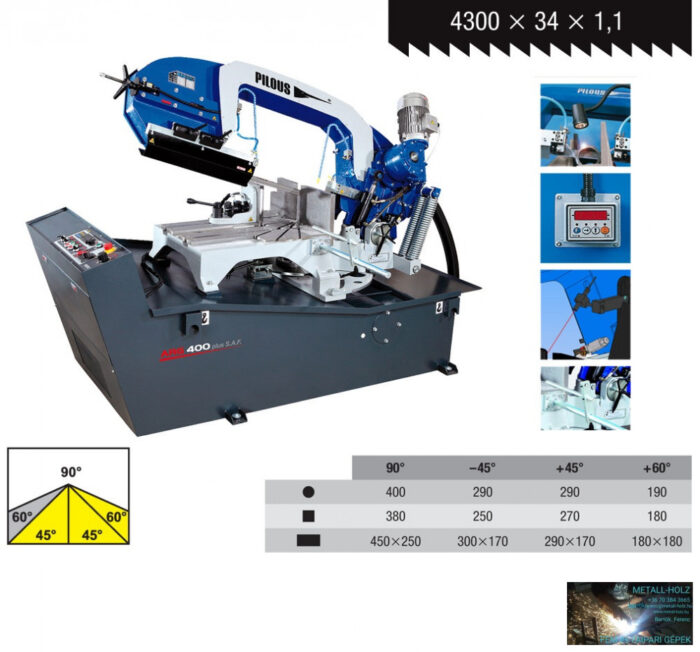 PILOUS ARG400PLUS hidraulikus félautomata szalagfűrészgép - Image 1