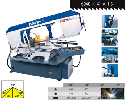 PILOUS ARG500PLUS hidraulikus félautomata szalagfűrészgép