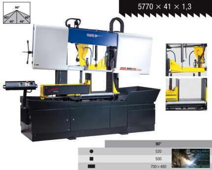 PILOUS ARG520DC SAF kétoszlopos hidraulikus félautomata szalagfűrészgép