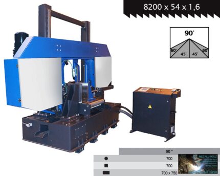 PILOUS ARG700DC SAF kétoszlopos hidraulikus félautomata szalagfűrészgé
