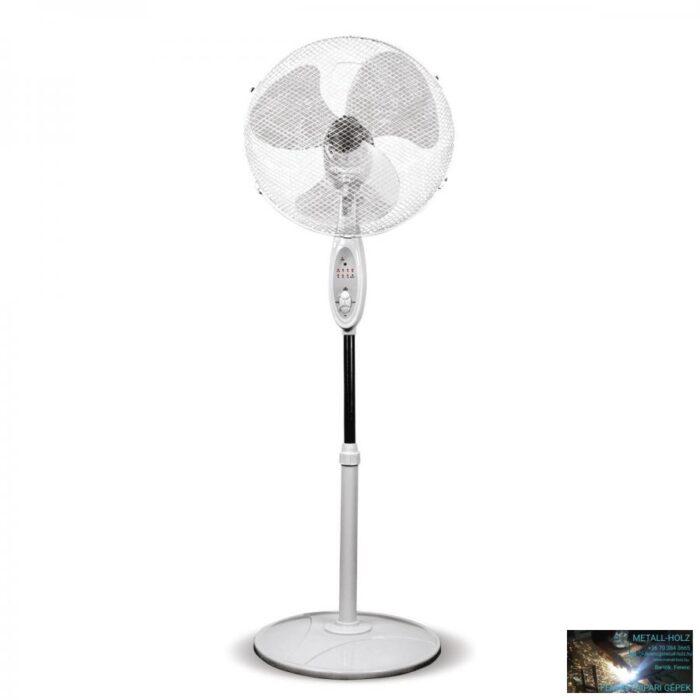 Időzítős, 3 sebességes állványos ventillátor, 16", távirányító, 45W, hálós védőburkolat, fehér vagy fekete - Image 1