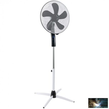 Állványos ventillátor 16", fekete-fehér, távirányitóval
