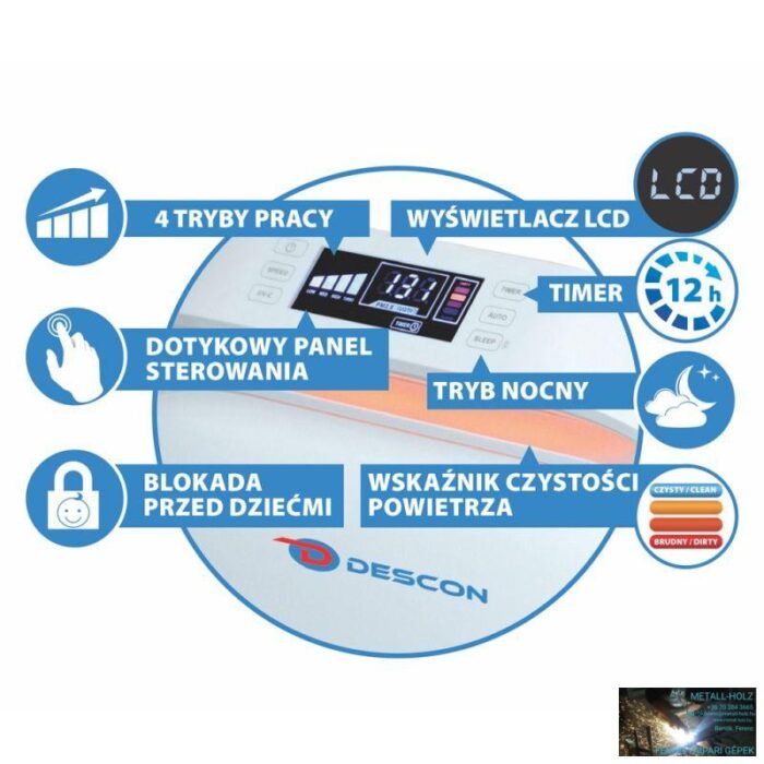 Légtisztító 70W, 50m2, LCD, távvezérlő - Image 3