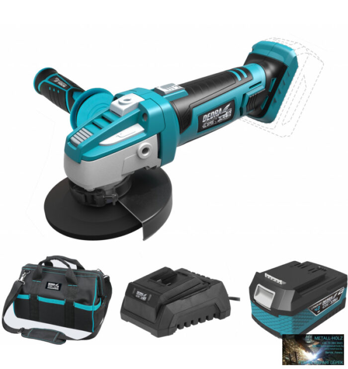 Dedra akkumulátoros sarokcsiszoló 18 V készlet (akku + töltő + táska) - Image 1