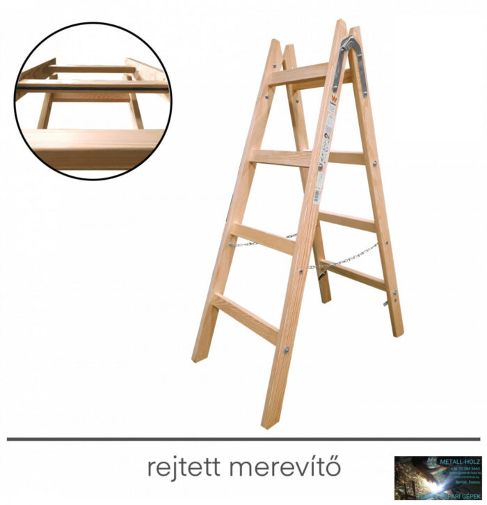 Létra fa, UNIVERZÁLIS, akasztóval 4 fokos - Image 1