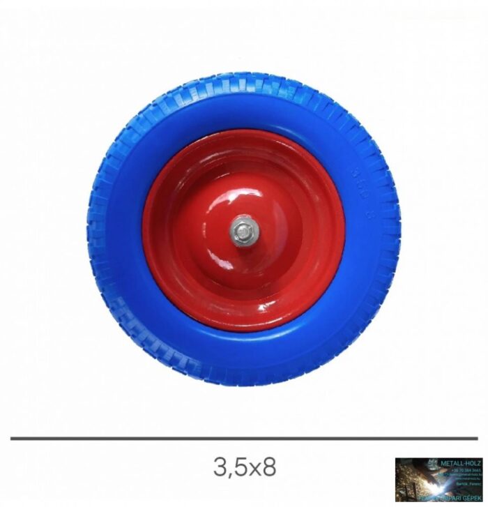 Talicska kerék tömör, Poliuretán hab, 3,5x8 fém felnis, csapágyas+tengellyel - Image 1