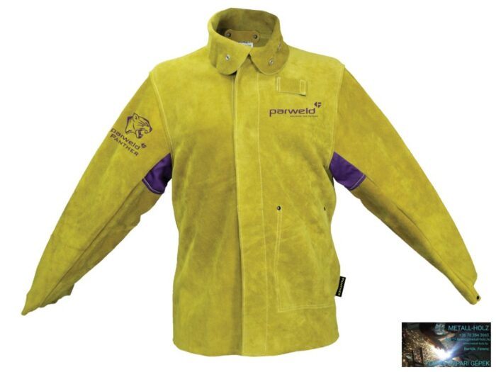 Panther hegesztőkabát, vastag, erősített kevlár varrás, hasított marha, sárga, - Image 1