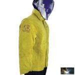 Panther hegesztőkabát, vastag, erősített kevlár varrás, hasított marha, sárga, - Image 3