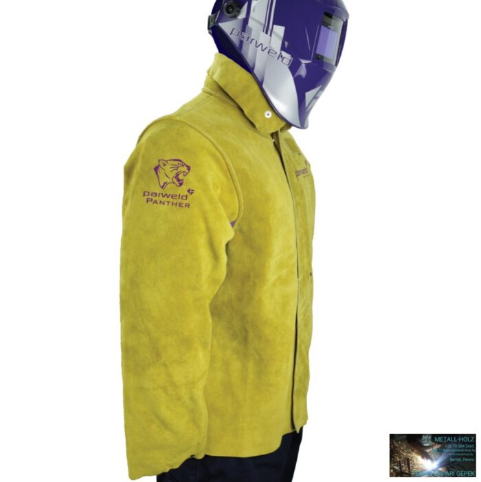 Panther hegesztőkabát, vastag, erősített kevlár varrás, hasított marha, sárga, - Image 3