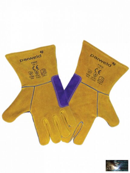 Panther MIG hegesztőkesztyű, megfordítható, marhabőr, 11-es, sárga/lila (jobbos/balos)