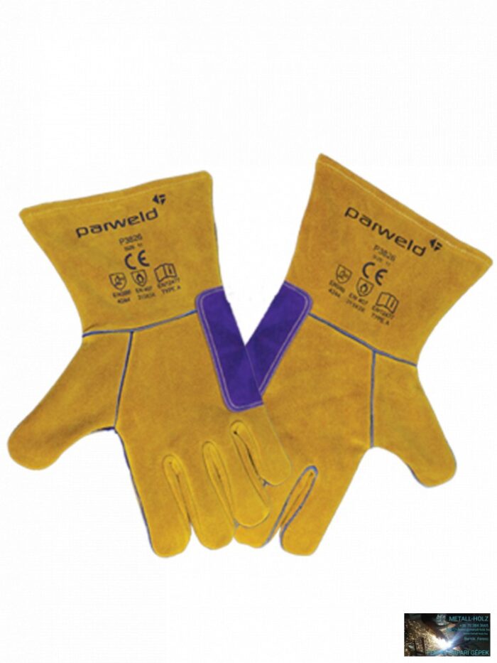 Panther MIG hegesztőkesztyű, megfordítható, marhabőr, 11-es, sárga/lila (jobbos/balos) - Image 1