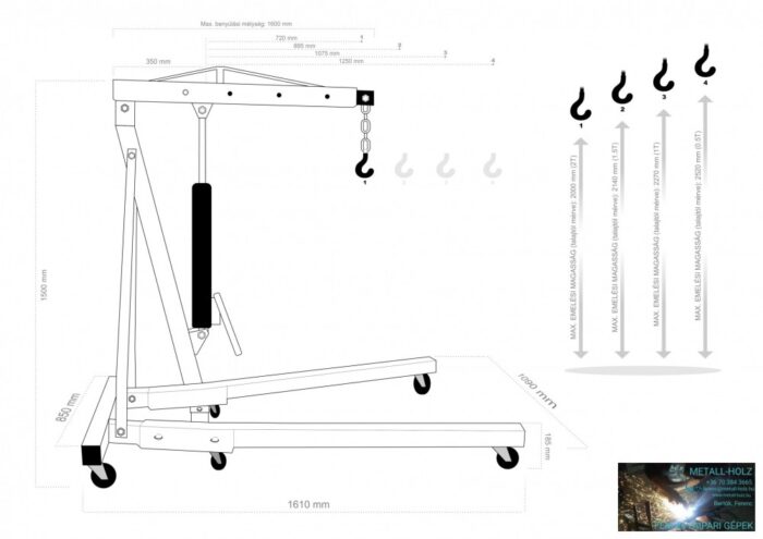 Torin Big Red T32002 összecsukható motorkiemelő zsiráf, 2 t - Image 2