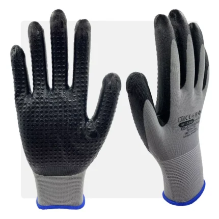 KONSTANID nitril mártott szürke pontozott munkavédelmi kesztyű