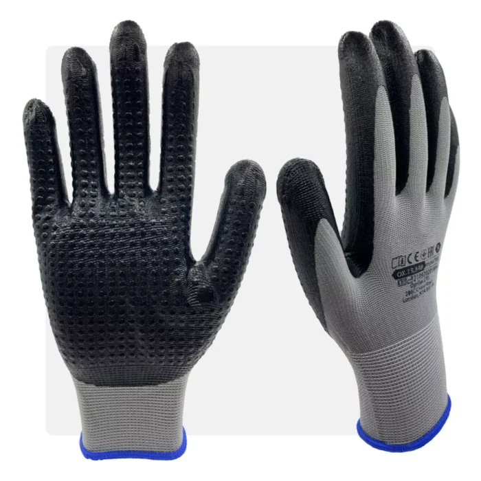 KONSTANID nitril mártott szürke pontozott munkavédelmi kesztyű - Image 1